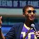 Atlanta Dream player Angel McCoughtry attends an Alliance of American Football game between the Orlando Apollos and the Atlanta Legends at Georgia State Stadium on March 23, 2019 in Atlanta, Georgia.